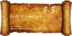 Gróf Zamfira névjegykártya